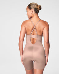 SPANXshape™ Suit Your Fancy Plunge Low-Back Mid-Thigh Bodysuit | Cafe Au Lait