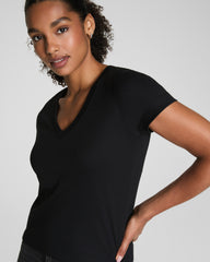 SPANX® Cotton V-Neck Tee | Classic Black