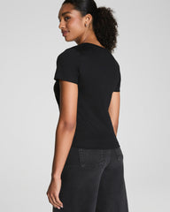 SPANX® Cotton V-Neck Tee | Classic Black