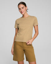 SPANX® Cotton Crewneck Tee | Flax Powder Stripe