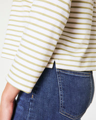 SPANX® Cotton Long Sleeve Crewneck Top | Cypress Stripe