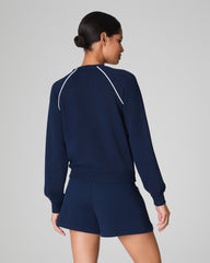 SPANX AirEssentials® Pique Long Sleeve Crewneck Top | Timeless Navy