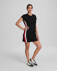 SPANX AirEssentials® Colorblock Mini T-Shirt Dress | Very Black/Powder/Spanx Red
