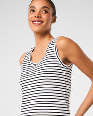 SPANX® Cotton Crewneck Tank Stripe | Classic White Stripe
