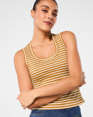 SPANX® Cotton Crewneck Tank Stripe | Flax Powder Stripe