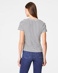 SPANX® Cotton V-Neck Tee | Classic Black Stripe