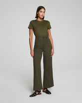 SPANXsupersmooth™ Stretch Twill Cropped Wide Leg Pant | Dark Pine