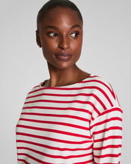 SPANX® Cotton Boatneck Top | Ivory/Spanx Red