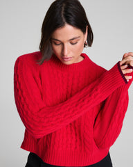 La Ligne Cropped Cable Marin Sweater | Spanx Red