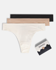 SPANXsmooth™ Fit-To-You Supima® Cotton Thong 3-Pack | Powder/Toasted Oatmeal/Very Black