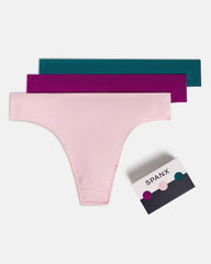 SPANXsmooth™ Fit-To-You Supima® Cotton Thong 3-Pack Box | Snap Dragon/Fleur/Emerald Bay