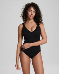 SPANXshape™ Swim Pique Plunge One-Piece | Very Black