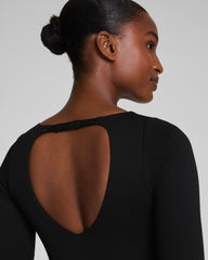 SPANXshape™ Swim Pique Short Sleeve One-Piece | Very Black