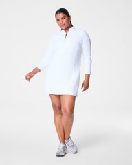 SPANXshape™ Get Moving Contour Rib Long Sleeve Zip Front Dress
