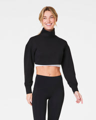 SPANX AirEssentials® Brushed & Cropped High-Neck Sweatshirt | Very Black