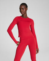 SPANXshape™ Get Moving Long Sleeve Top with SecretSweat Tech | Spanx Red