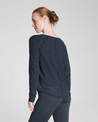 SPANX® SoftStretch Long Sleeve V-Neck Top | Very Black / Light Very Black