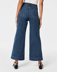 SPANXshape™ Original EveryWear Cropped Wide Leg Jeans with Patch Pockets | Shaded Blue