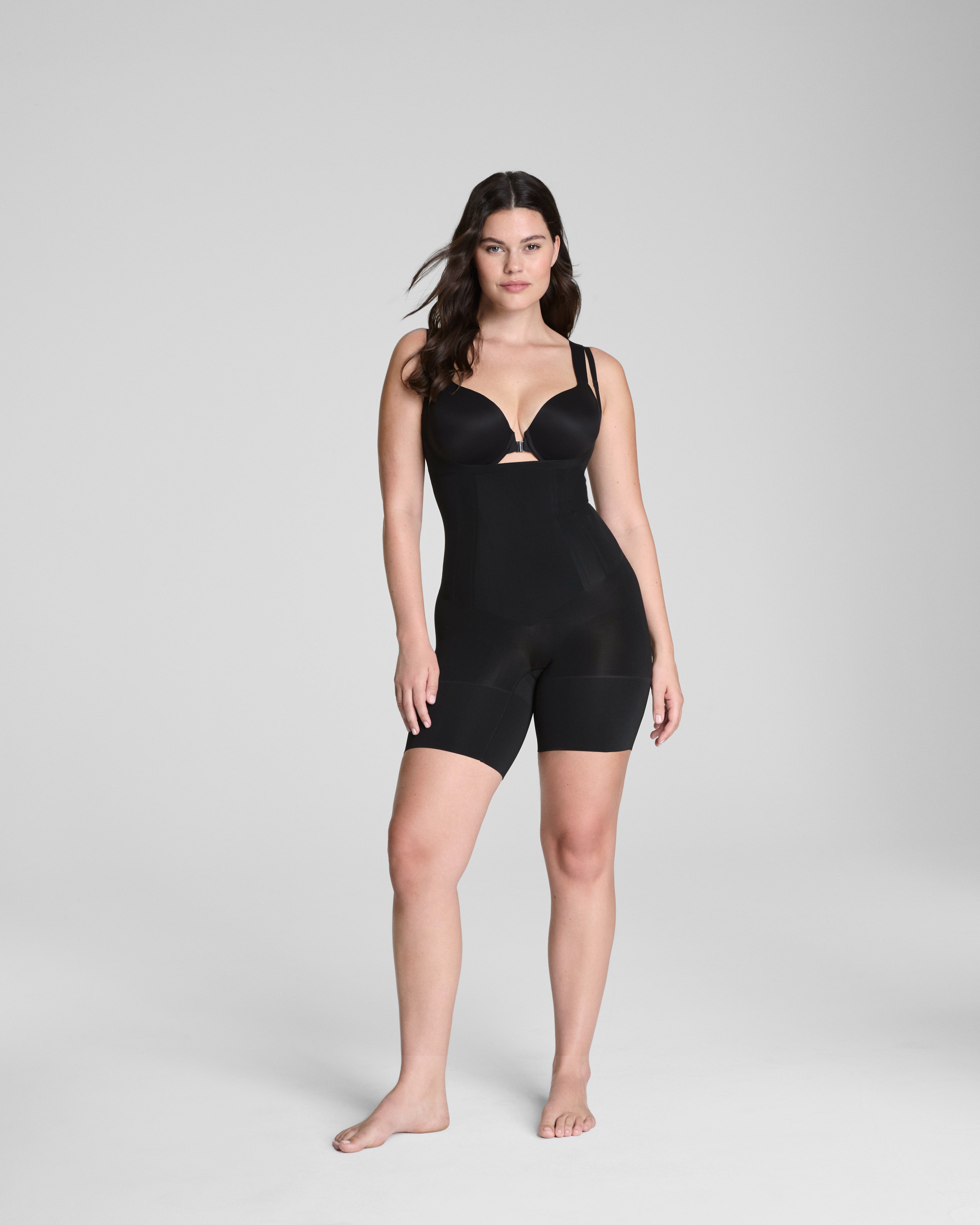 SPANXsculpt™ OnCore Open-Bust Mid-Thigh Bodysuit | Very Black