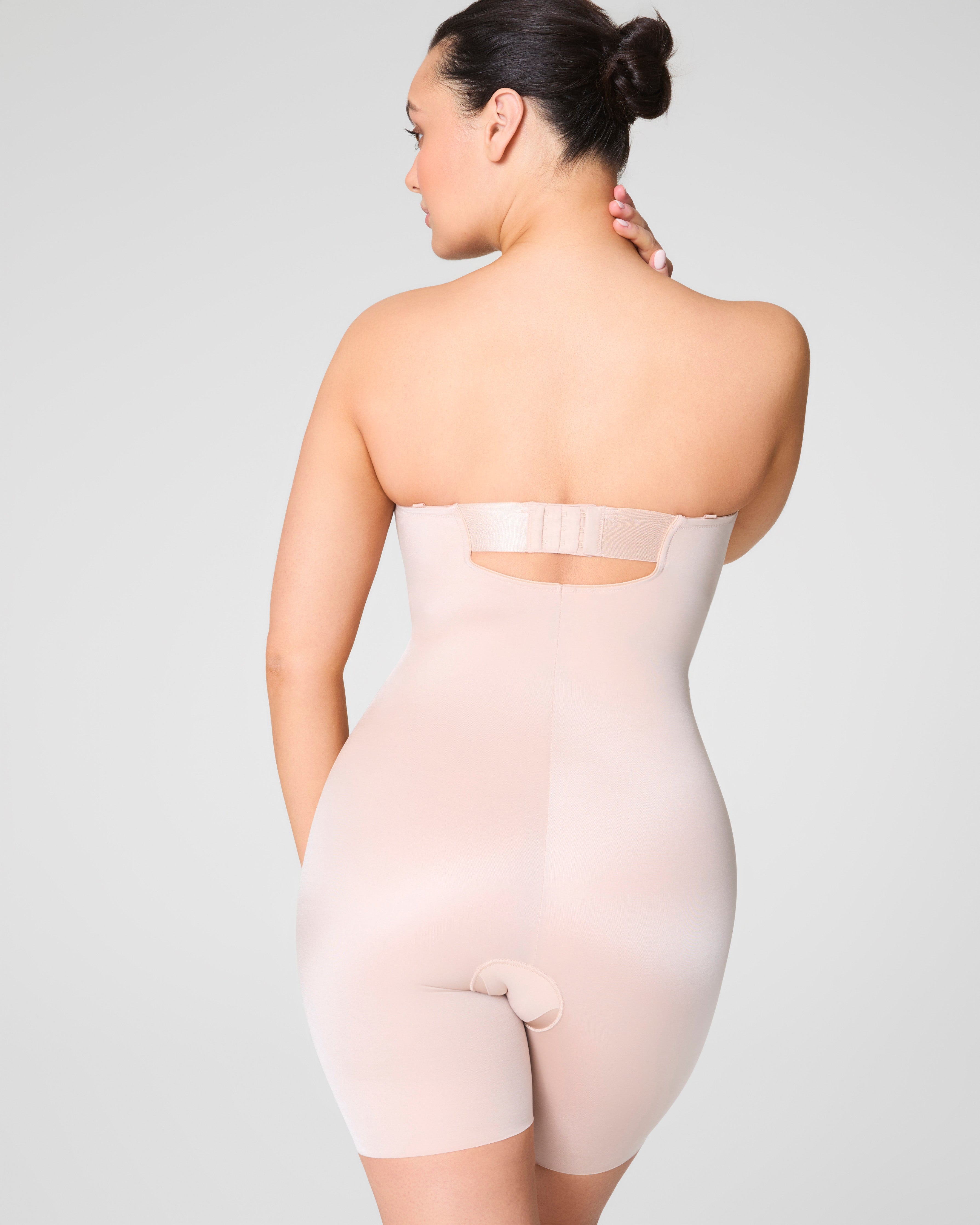 SPANXshape™ Suit Your Fancy Strapless Cupped Mid-Thigh Bodysuit | Champagne Beige