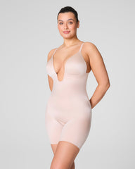 SPANXshape™ Suit Your Fancy Plunge Low-Back Mid-Thigh Bodysuit | Champagne Beige