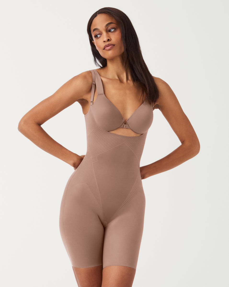 SPANXshape™ Invisible Open-Bust Mid-Thigh Bodysuit | Cafe Au Lait