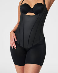 SPANXsupersculpt™ TotalContour Open-Bust Mid-Thigh Bodysuit | Very Black