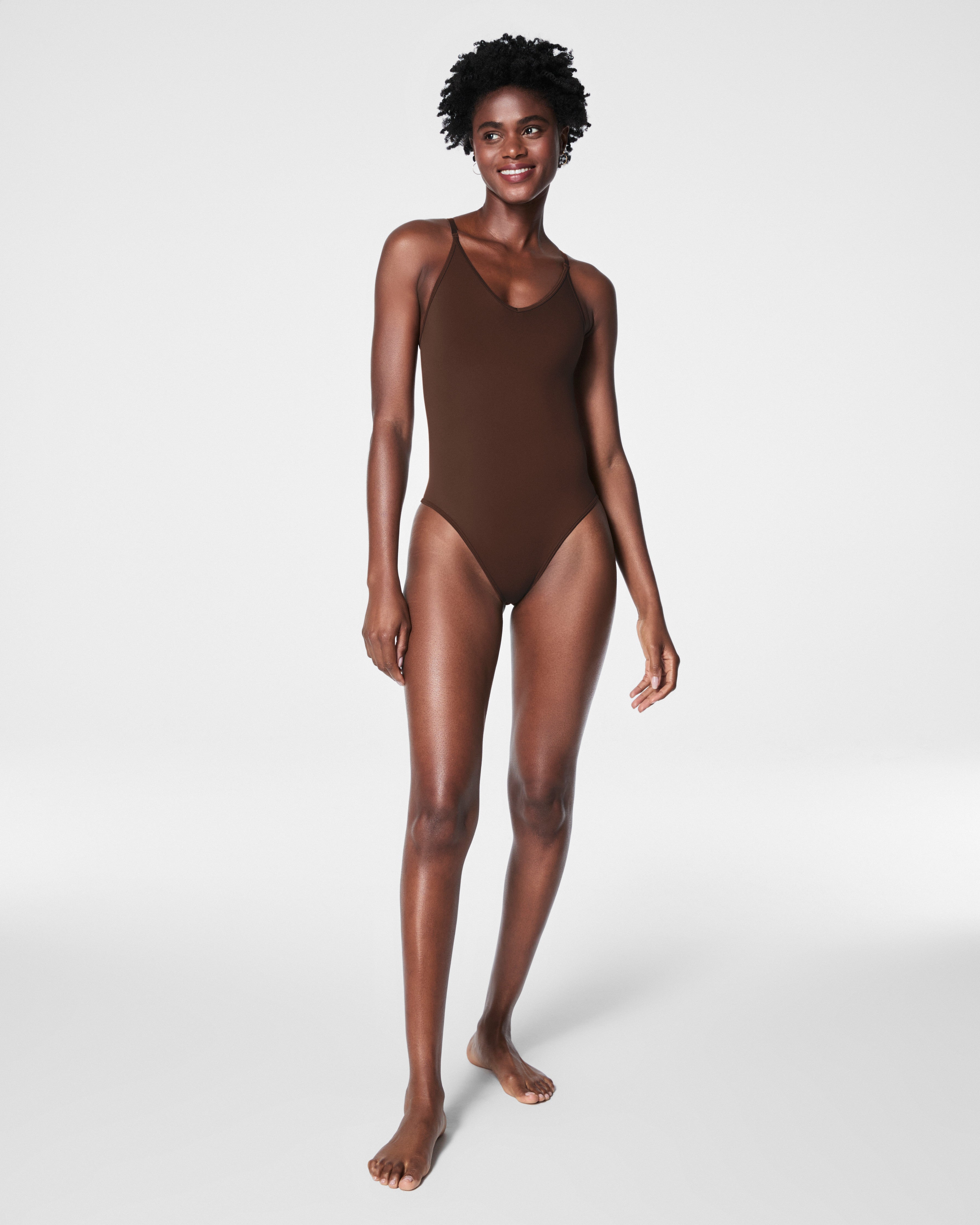 SPANXsculpt™ Seamless Power Thong Bodysuit | Chestnut Brown