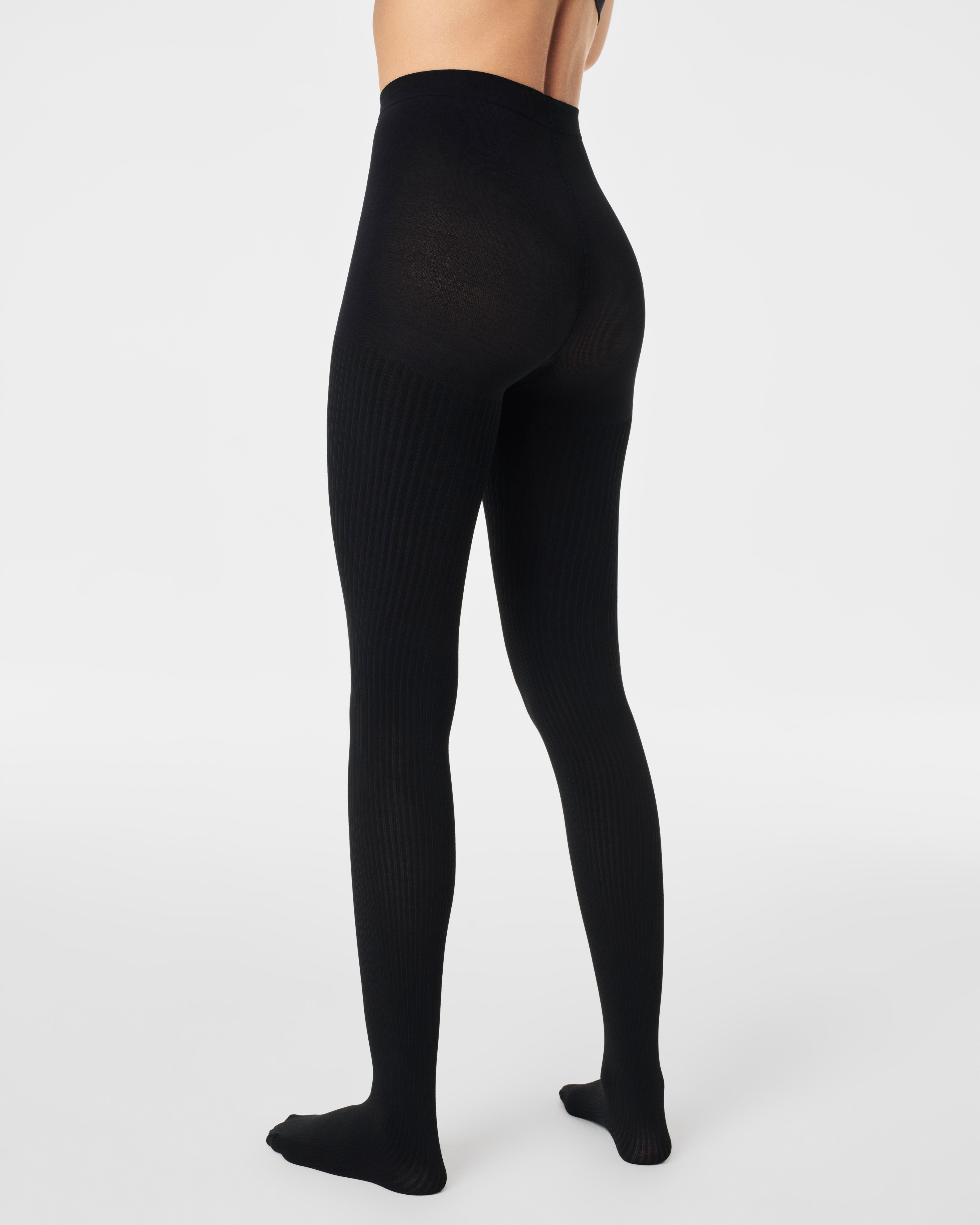 SPANXshape™ Rib Knit Shorty Tights | Very Black