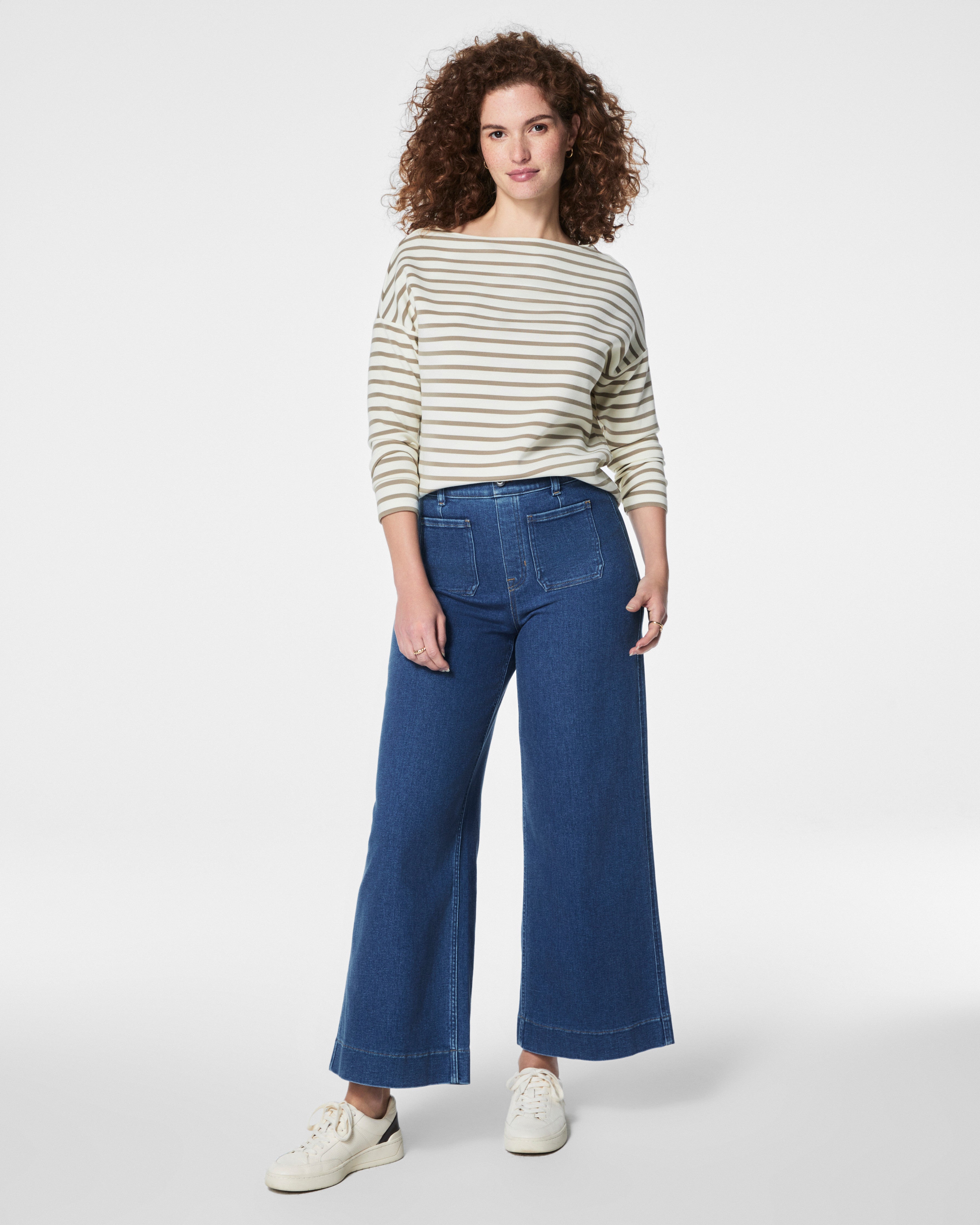 SPANX AirEssentials® Boat Neck Top | Fawn Stripe