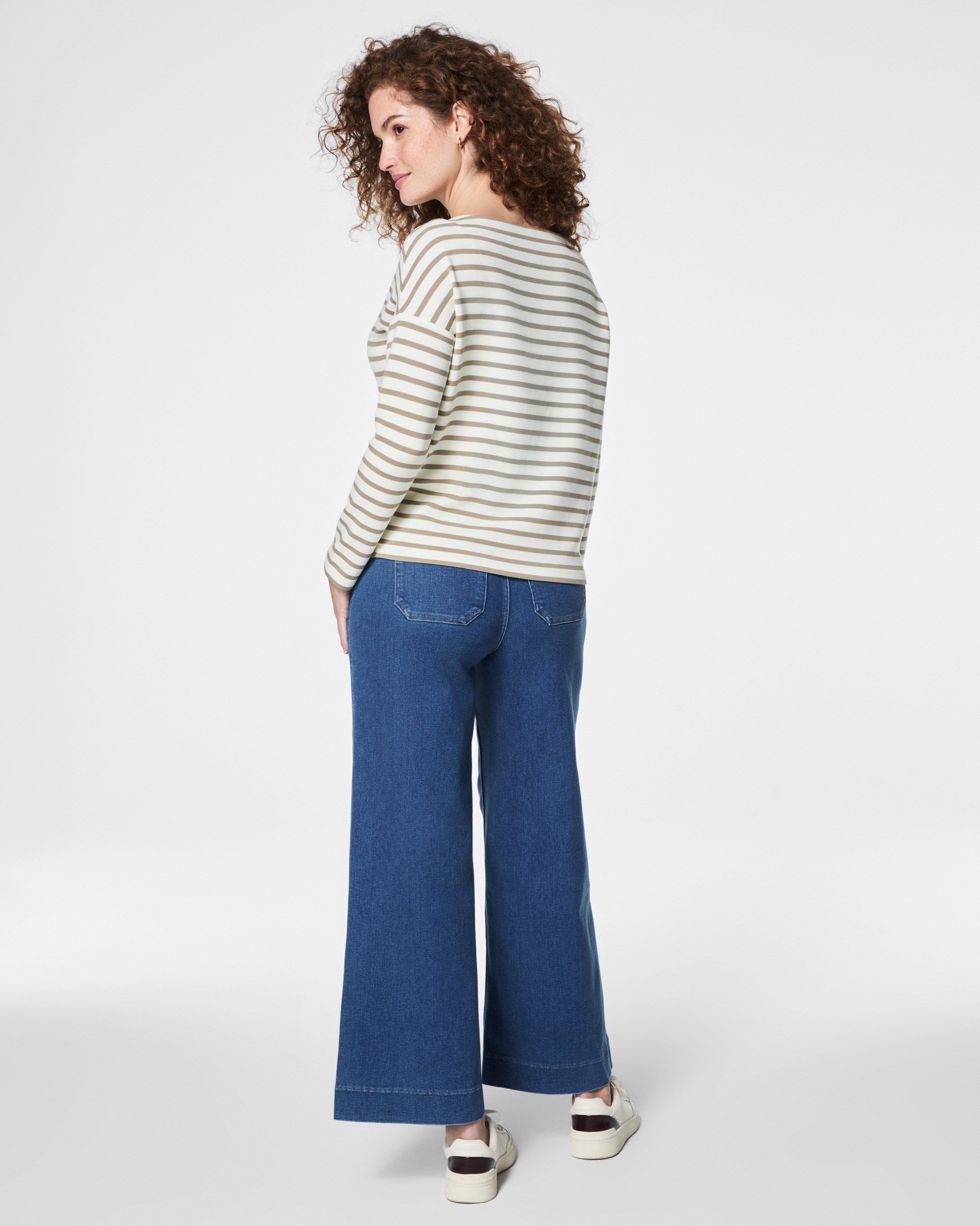 SPANX AirEssentials® Boat Neck Top | Fawn Stripe