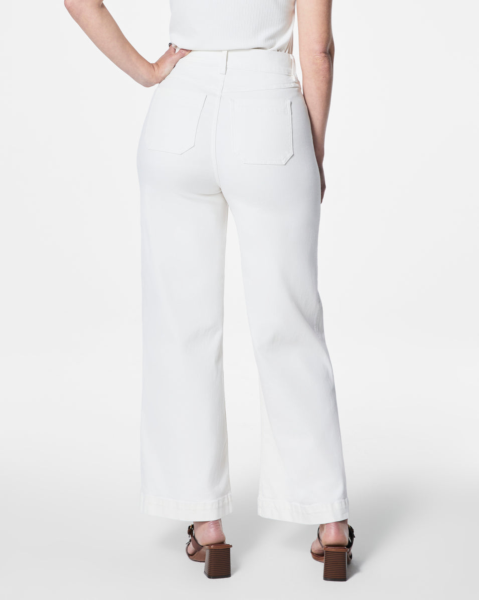 SPANXshape™ Original EveryWear Cropped Wide Leg Jeans with Patch Pockets | White