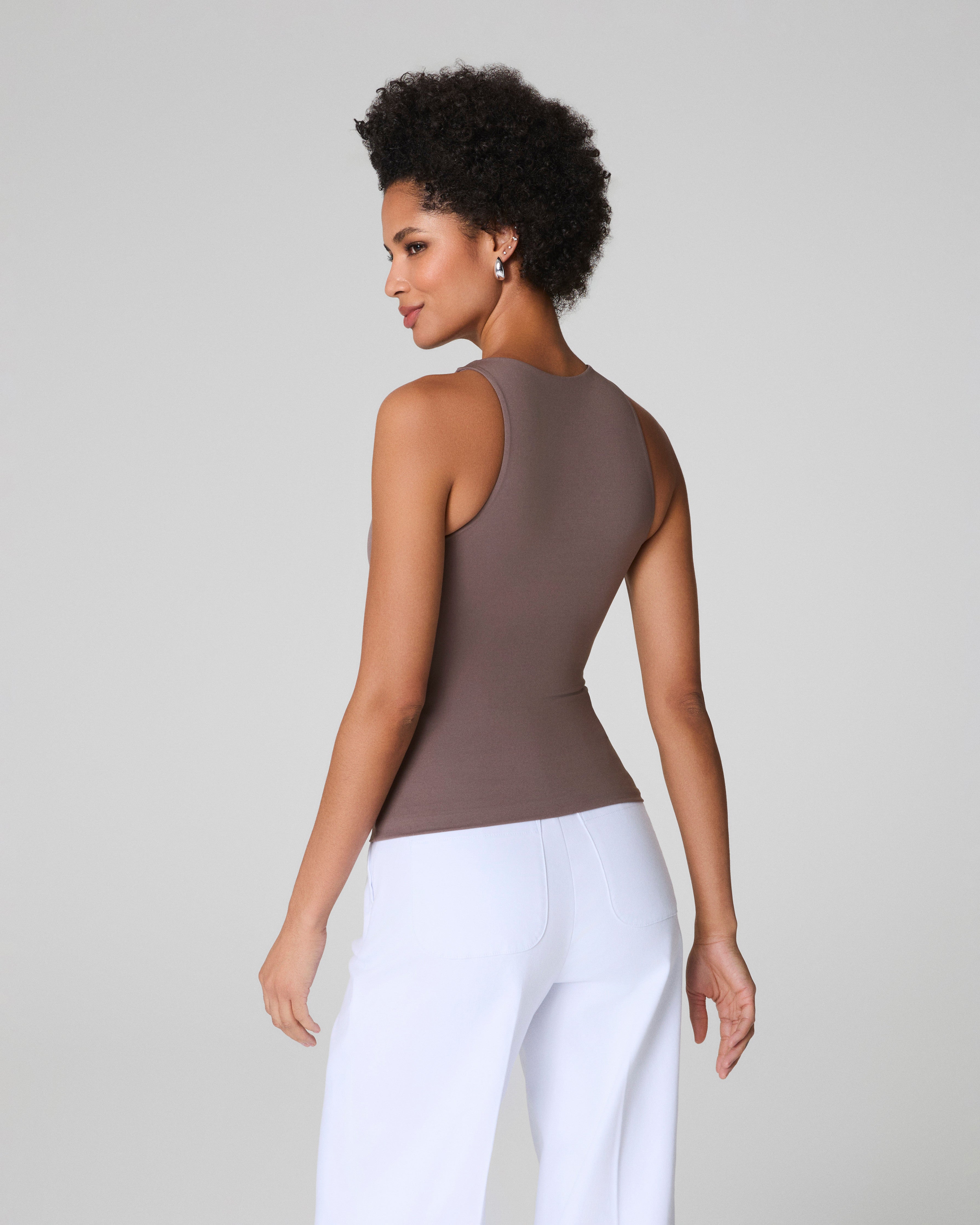 SPANXsmooth™ Jersey High Neck Tank | Smoke