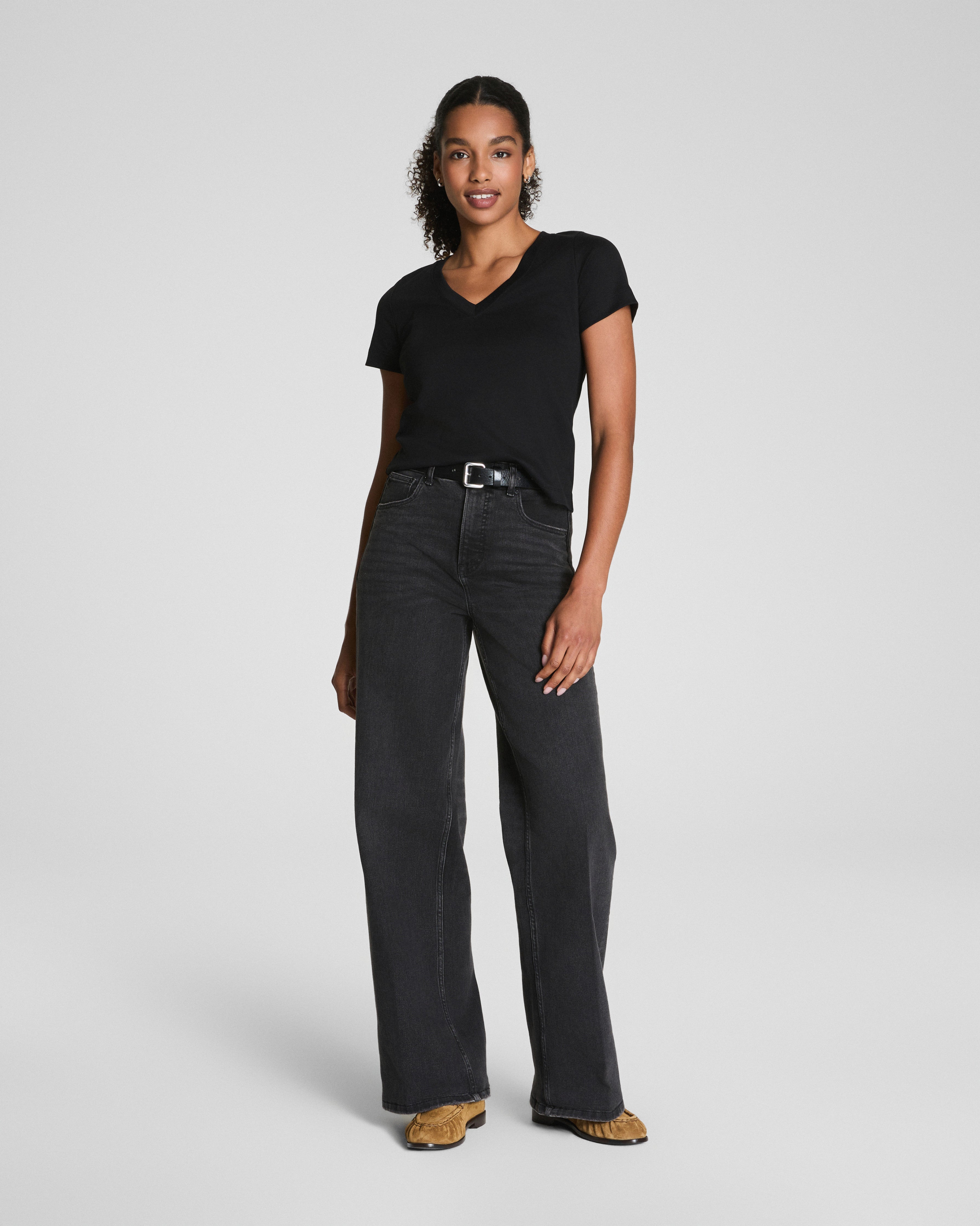 SPANX® Cotton V-Neck Tee | Classic Black