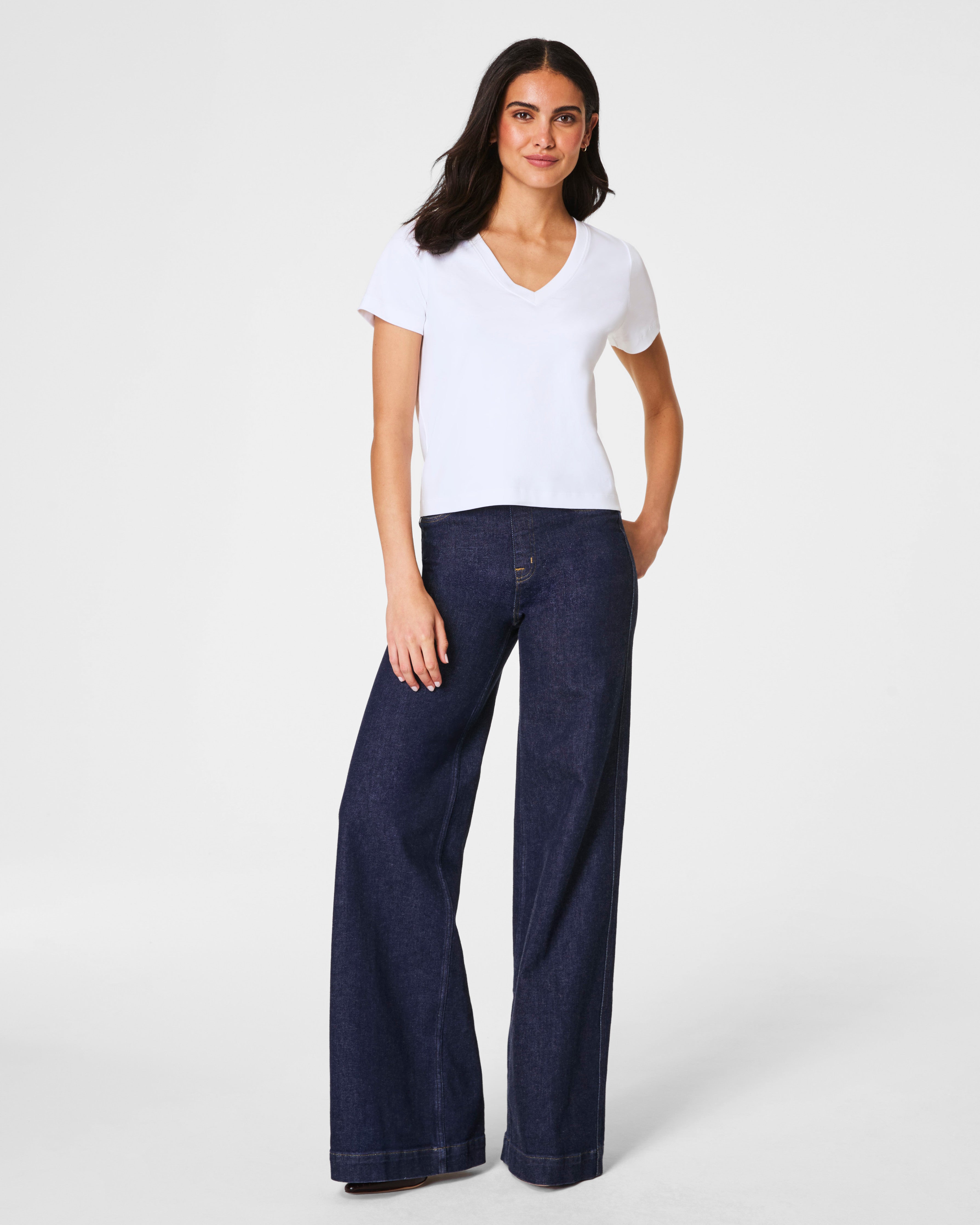 SPANX® Cotton V-Neck Tee | Classic White
