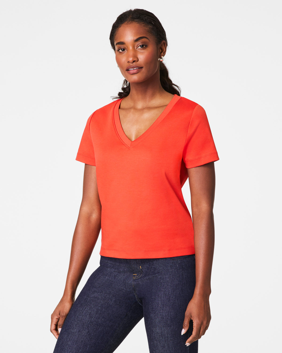 SPANX® Cotton V-Neck Tee | Poppy