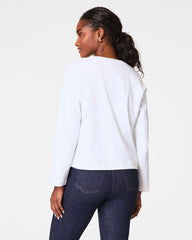 SPANX® Cotton Long Sleeve Crewneck Top | Classic White