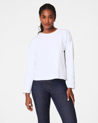 SPANX® Cotton Long Sleeve Crewneck Top | Classic White