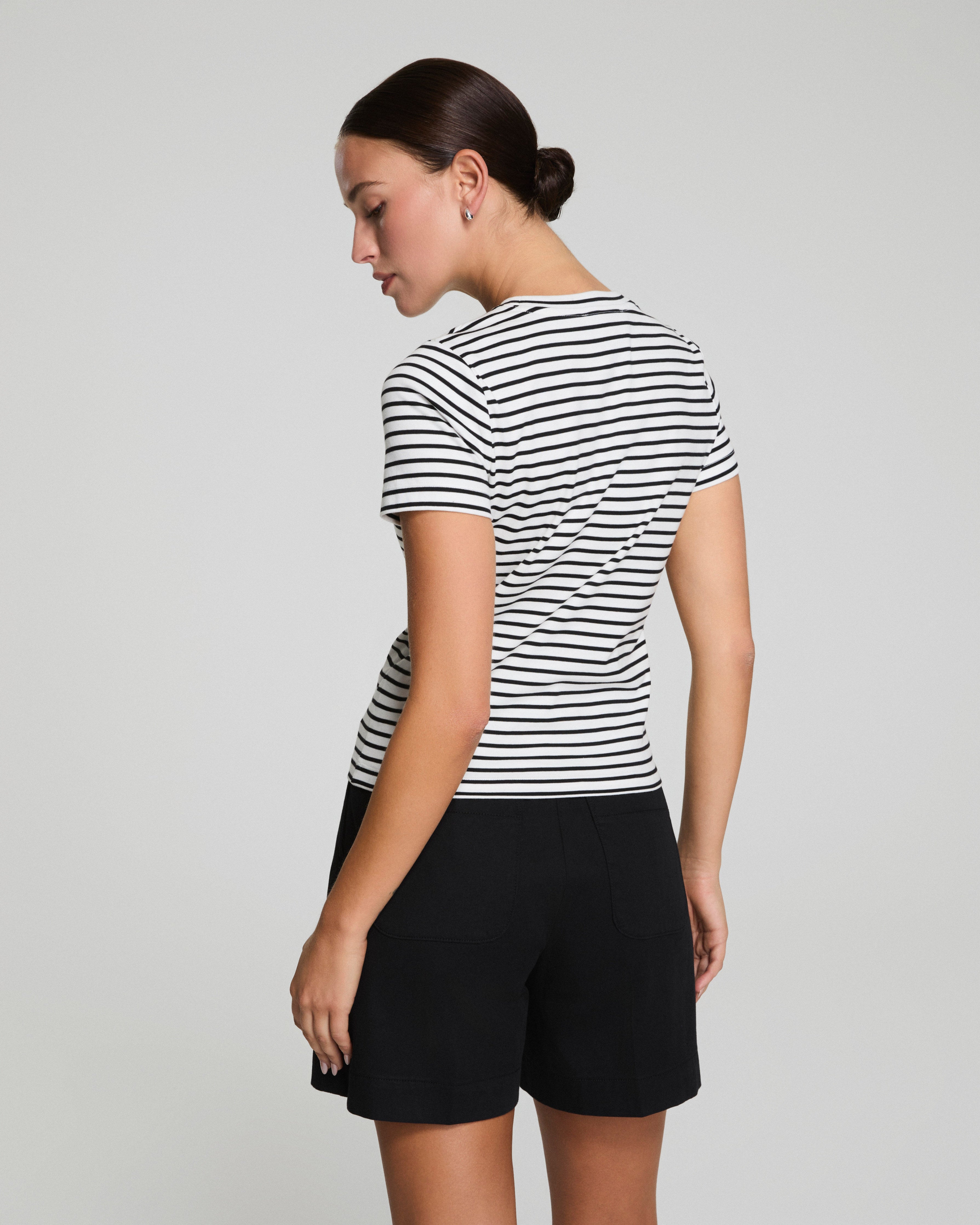 SPANX® Cotton Crewneck Tee | Classic Black Stripe