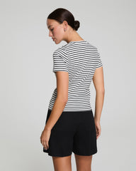 SPANX® Cotton Crewneck Tee | Classic Black Stripe