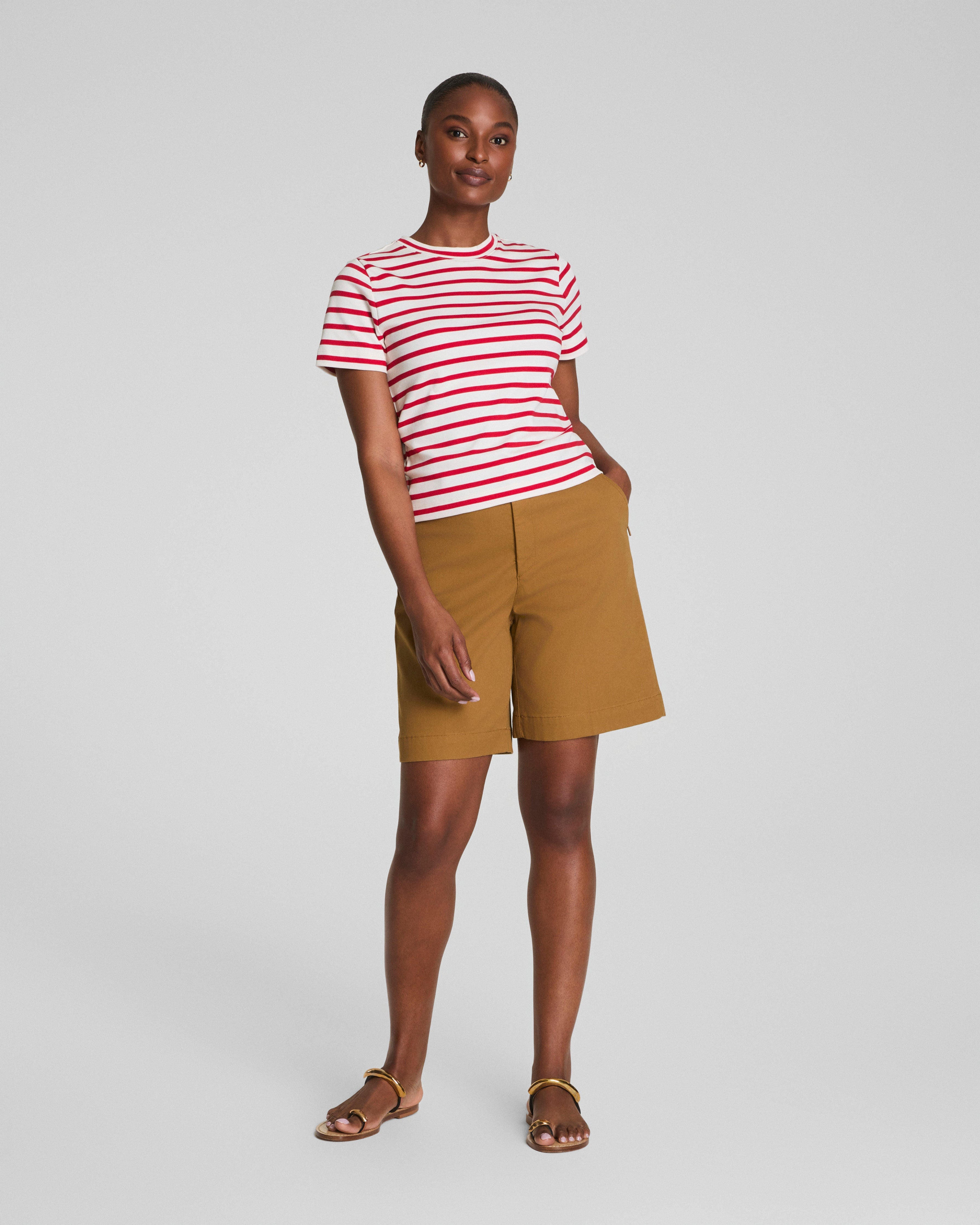 SPANX® Cotton Crewneck Tee | Ivory/Spanx Red