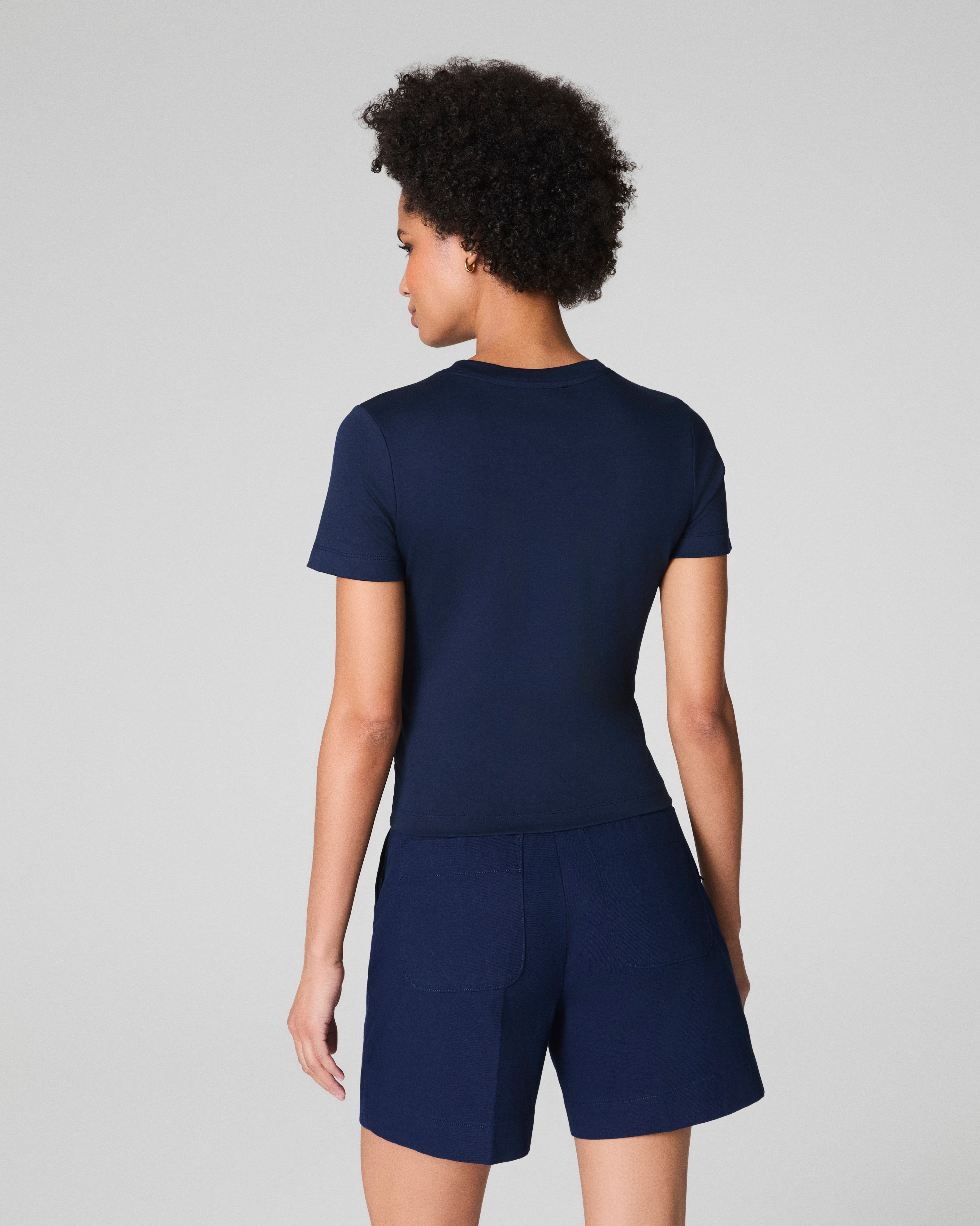 SPANX® Cotton Crewneck Tee | Timeless Navy