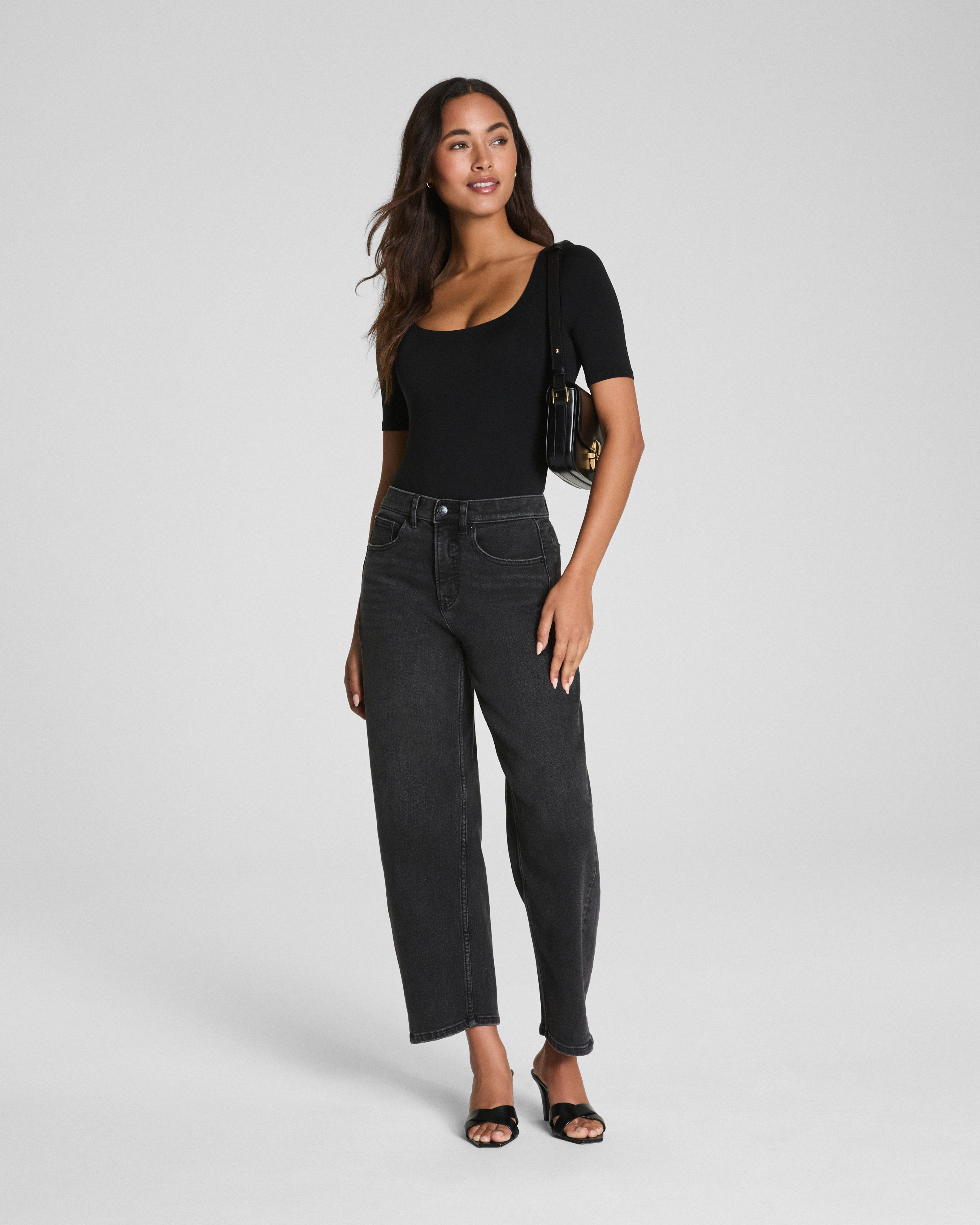 SPANXsmooth™ Jersey Square Neck Thong Bodysuit | Classic Black