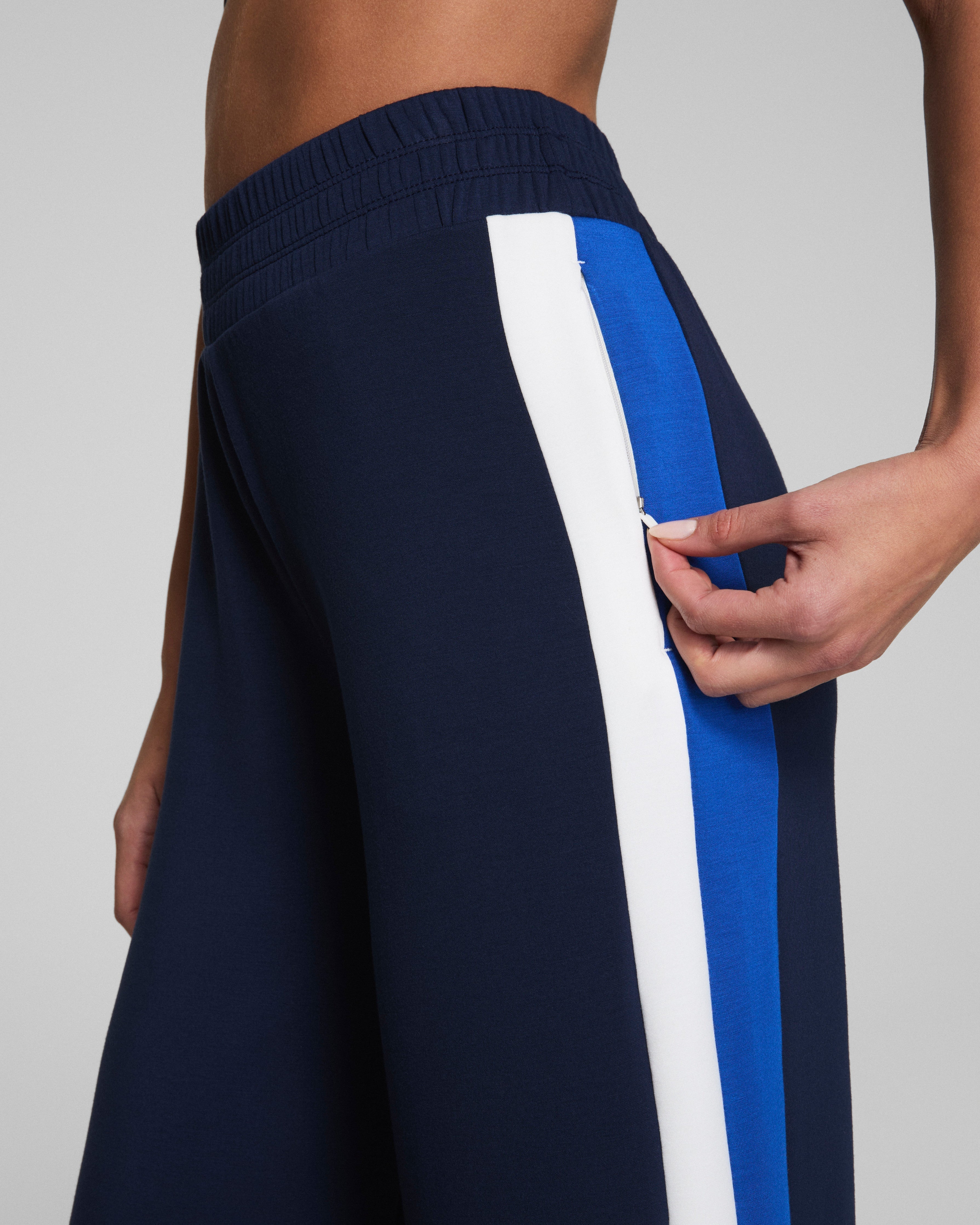 SPANX AirEssentials® Colorblock Wide Leg Track Pant | Timeless Navy/Powder/Cerulean