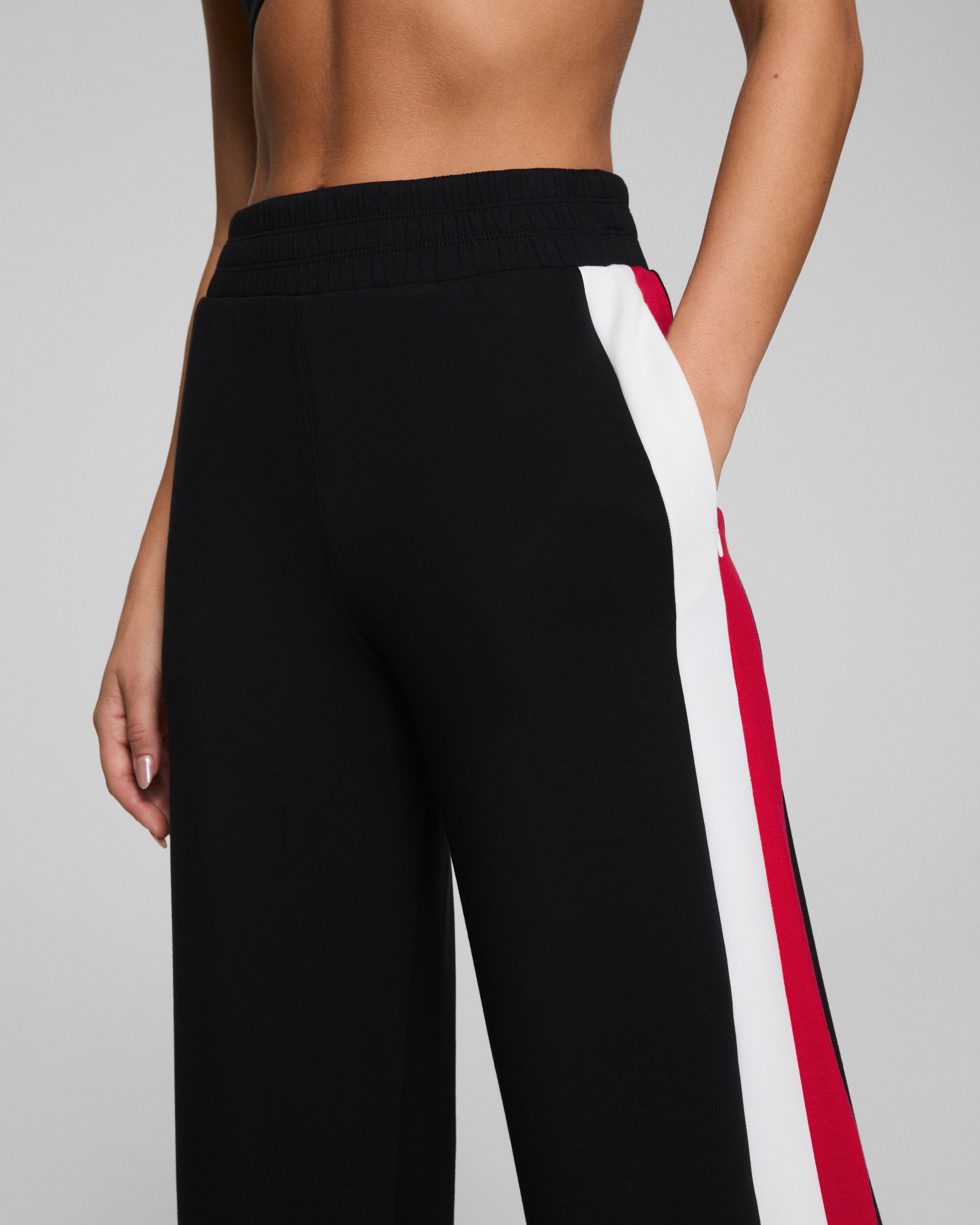 SPANX AirEssentials® Colorblock Wide Leg Track Pant | Very Black/Powder/Spanx Red