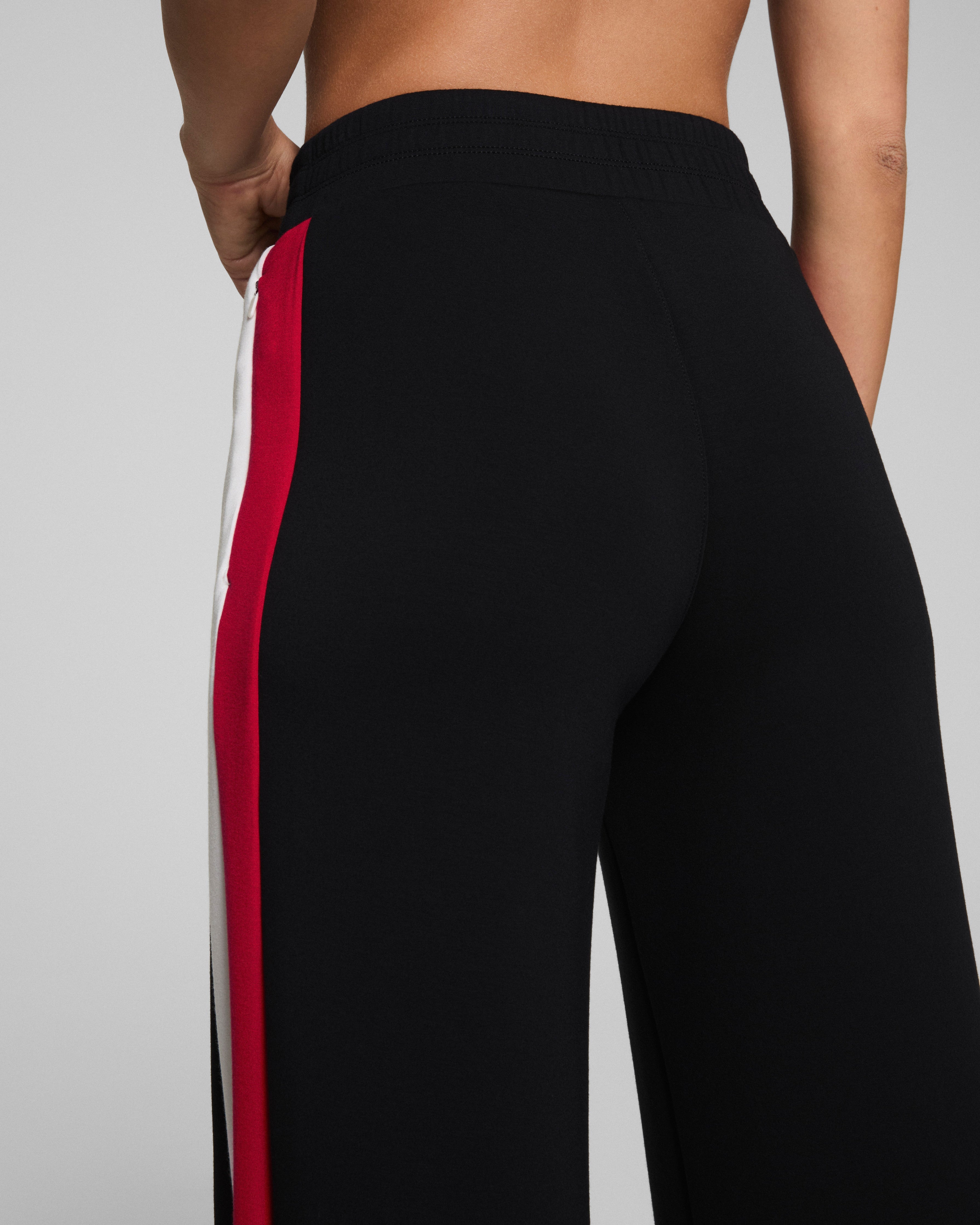 SPANX AirEssentials® Colorblock Wide Leg Track Pant | Very Black/Powder/Spanx Red