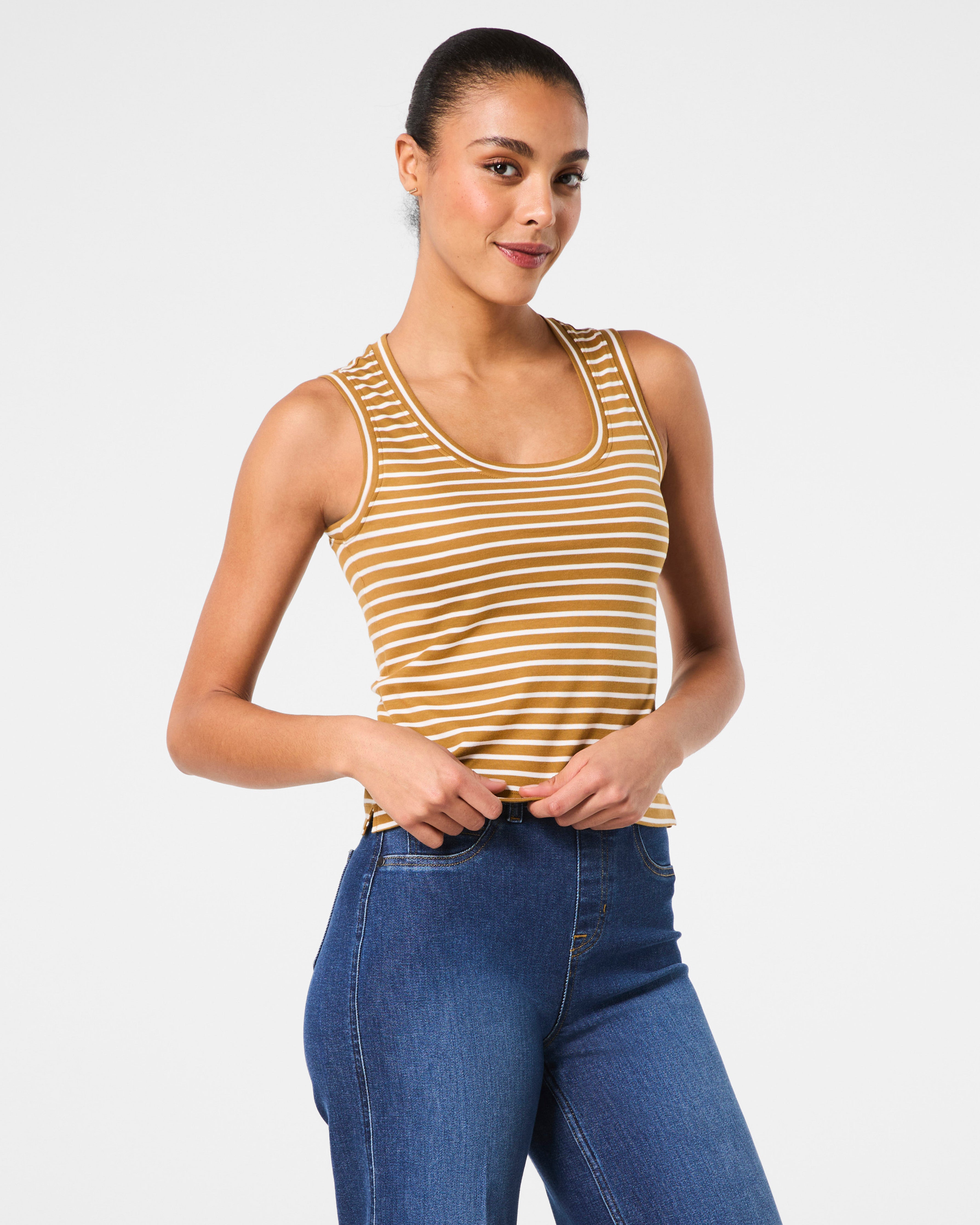 SPANX® Cotton Crewneck Tank Stripe