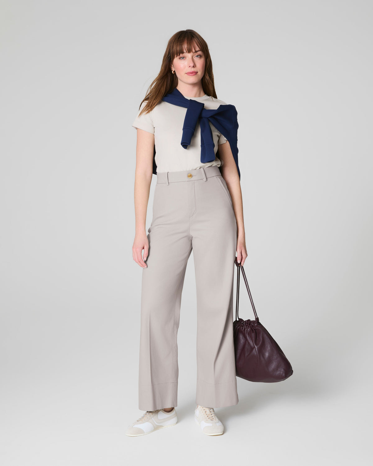 SPANXsupersmooth™ Stretch Twill Cropped Wide Leg Pant | Bone