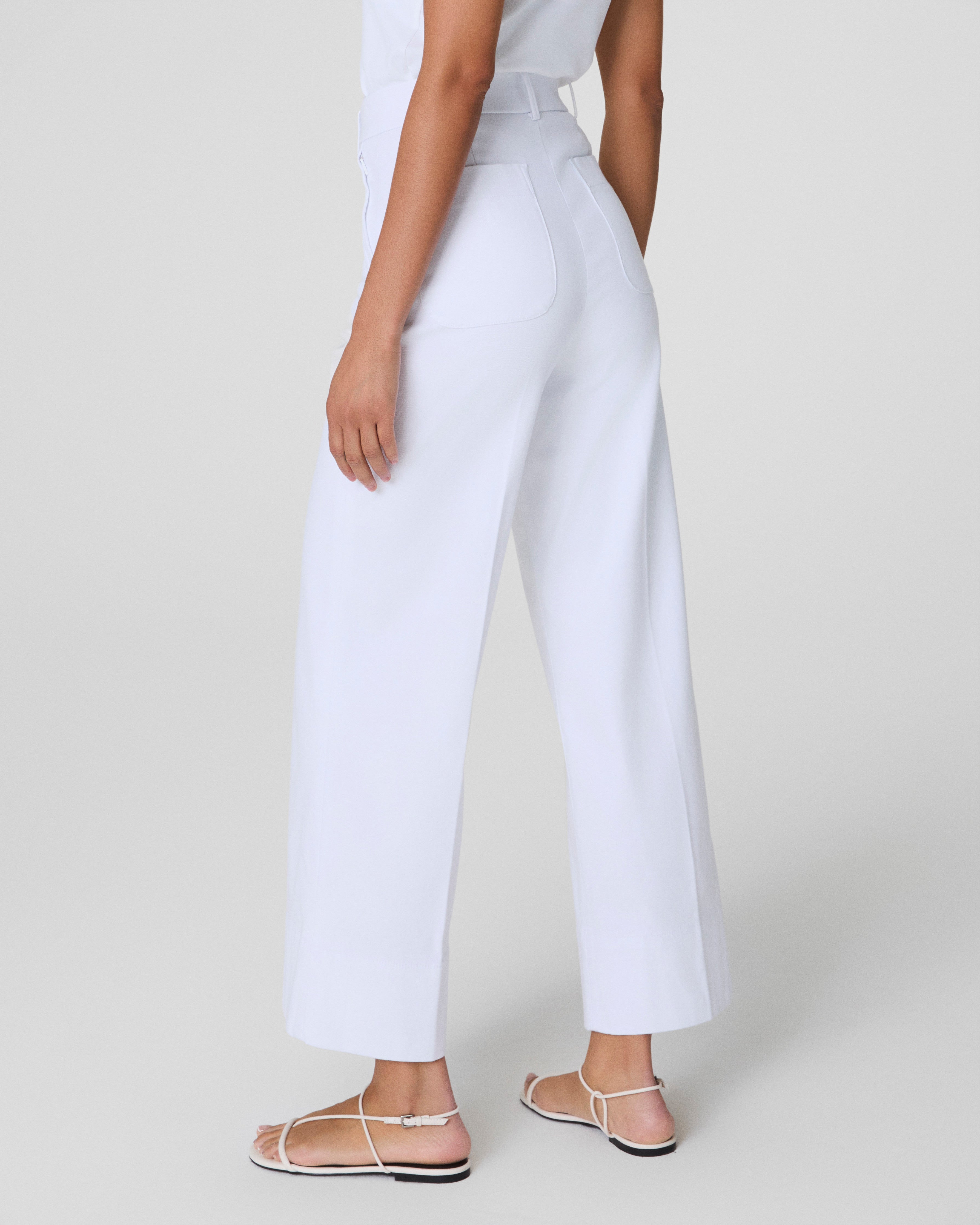 SPANXsupersmooth™ Stretch Twill Cropped Wide Leg Pant | Classic White