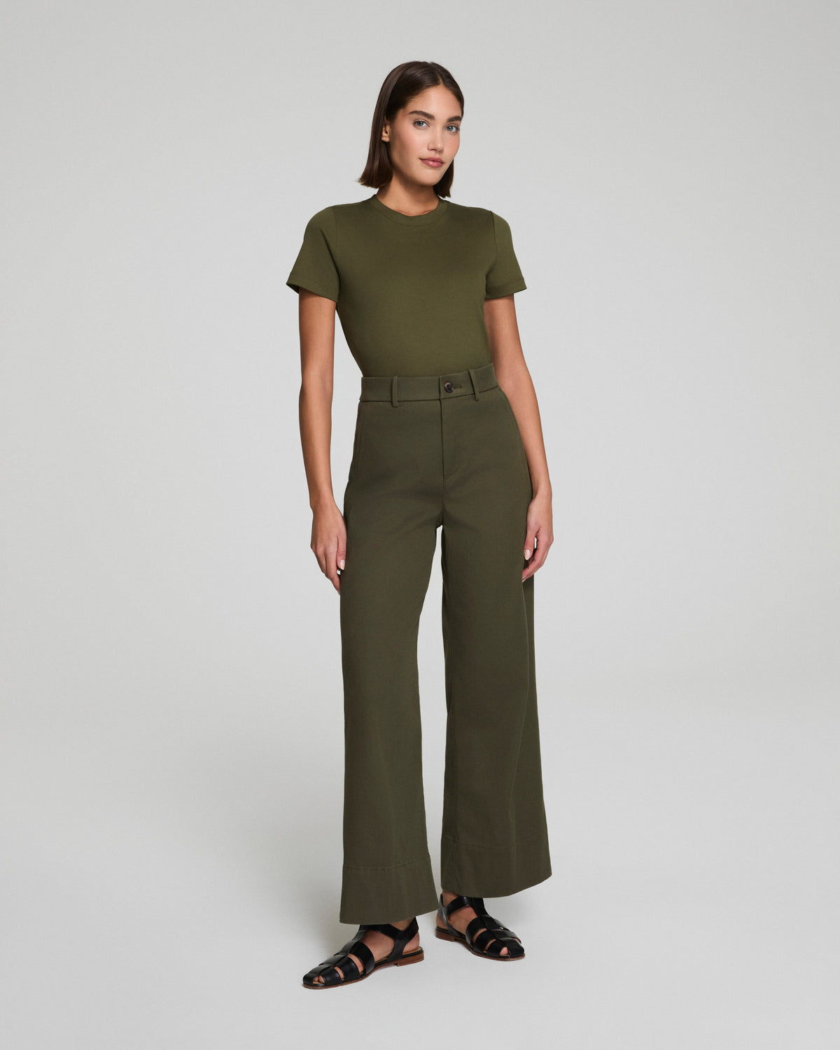 SPANXsupersmooth™ Stretch Twill Cropped Wide Leg Pant | Dark Pine